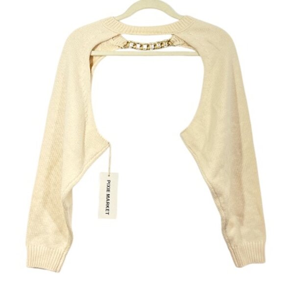 Pixie Market Bolero Shrug Cashmere Wool Blend One Size Ivory New - Picture 3 of 4